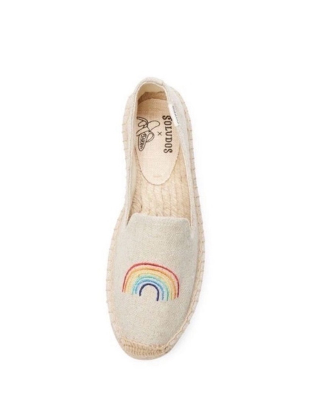 Like new Soludos Light Beige Slippers with Rainbow - Worn once! Women’s size 6.5 - Picture 2 of 10